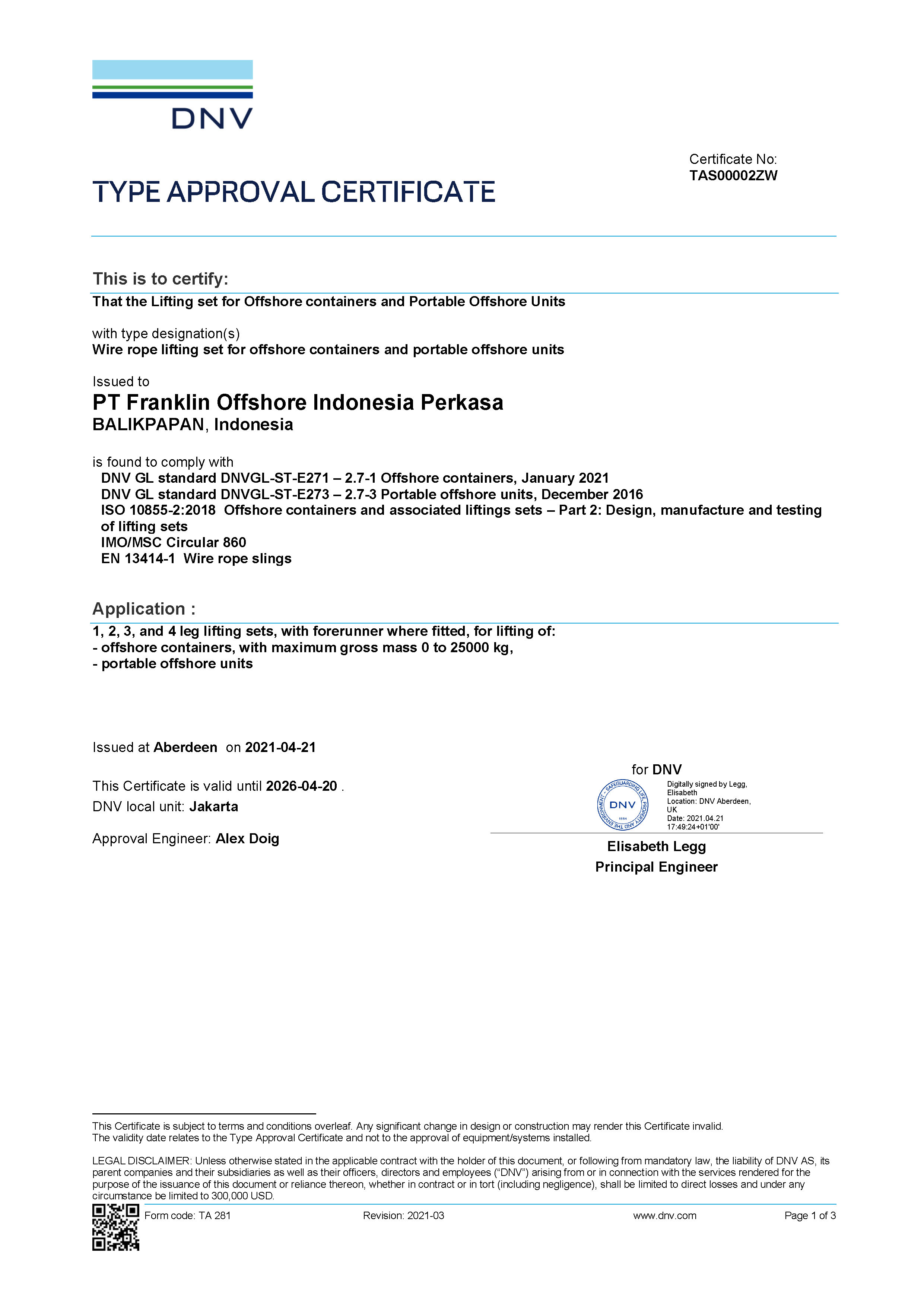 DNV-2.7-1 Type Approval